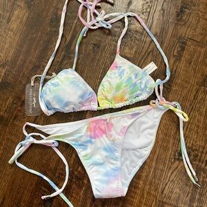 NWT Kenny Flowers Watercolor String Bikini